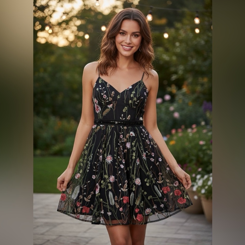 Mac Duggal short floral dress . Style number 12345